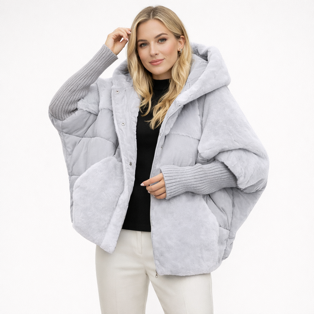 Oversized Hooded Puffer Jacket with Soft Textured Finish
