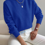 Relaxed Mock Neck Knit Sweater with Soft Finish