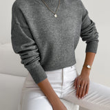 Relaxed Mock Neck Knit Sweater with Soft Finish