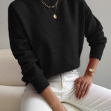 Relaxed Mock Neck Knit Sweater with Soft Finish