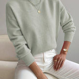 Relaxed Mock Neck Knit Sweater with Soft Finish