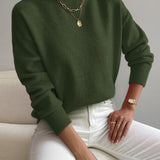 Relaxed Mock Neck Knit Sweater with Soft Finish