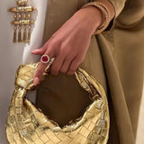 Woven Knot Handle Hobo Bag