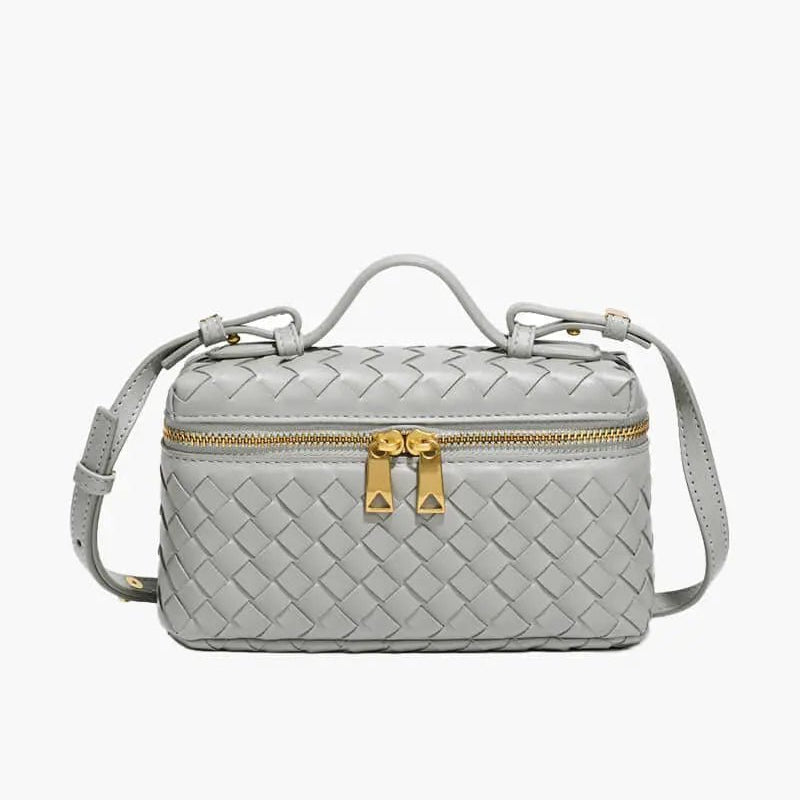 Woven Zip Camera Crossbody Bag