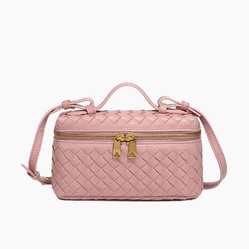 Woven Zip Camera Crossbody Bag