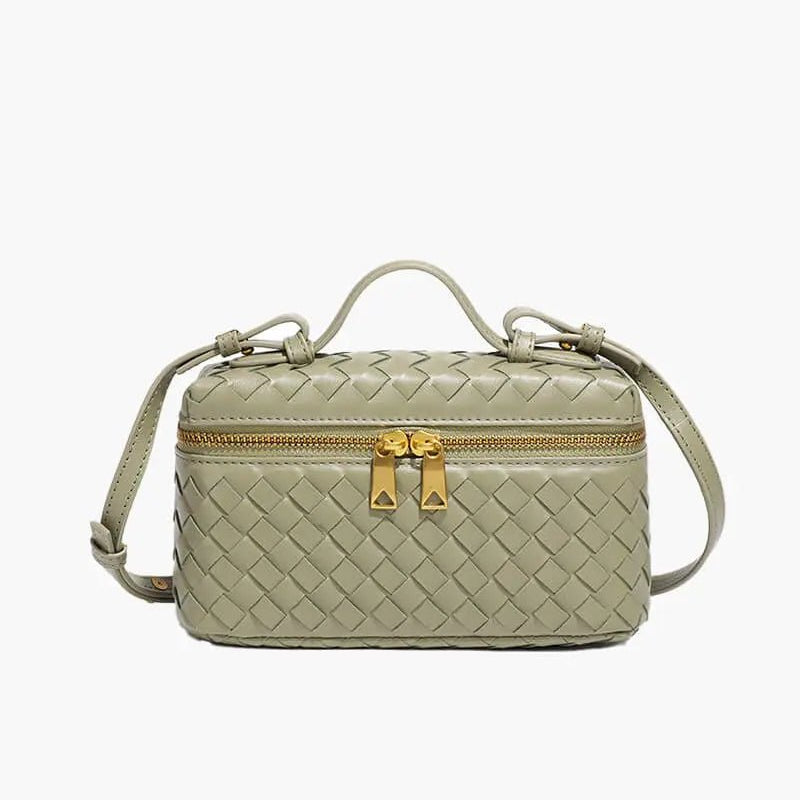 Woven Zip Camera Crossbody Bag