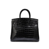 Croc Embossed Structured Top Handle Bag
