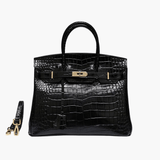 Croc Embossed Structured Top Handle Bag