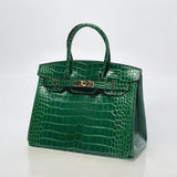 Croc Embossed Structured Top Handle Bag