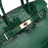 Croc Embossed Structured Top Handle Bag