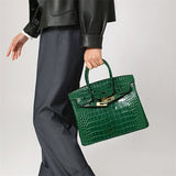 Croc Embossed Structured Top Handle Bag