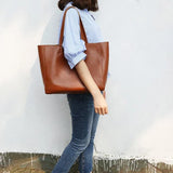 Classic Structured Leather Tote Bag