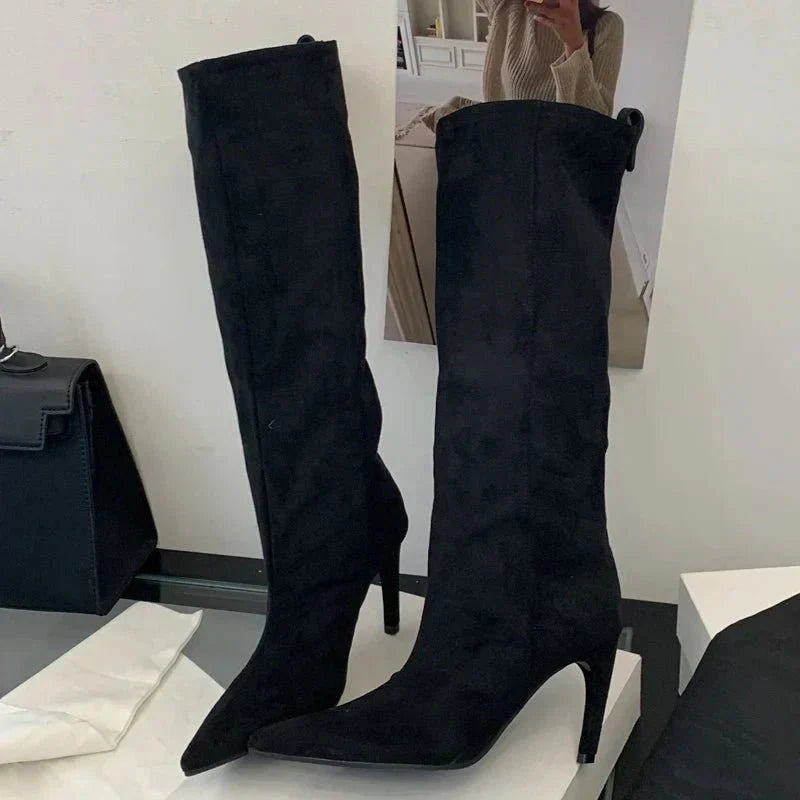 Pointed Toe High Heel Knee High Boots